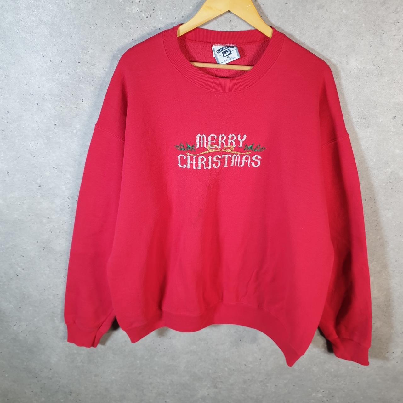 Vintage Lee Heavyweight Sweatshirt Men’s XL Red Merry Christmas