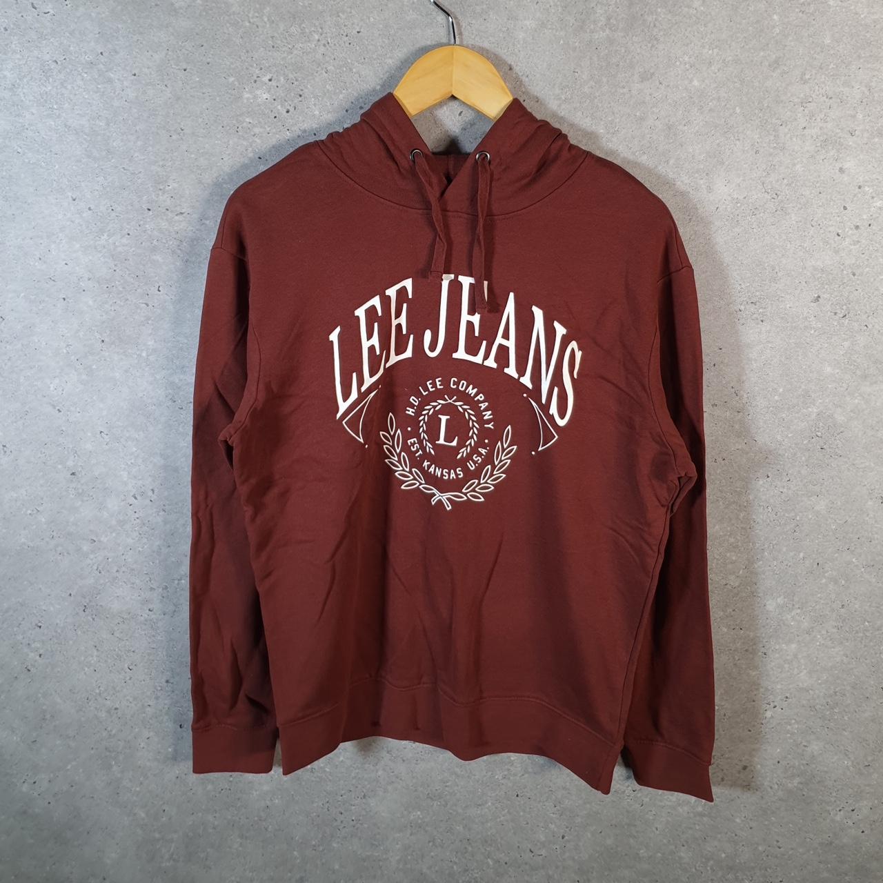 Vintage Lee Jeans Hoodie Men’s Small Burgundy Pullover