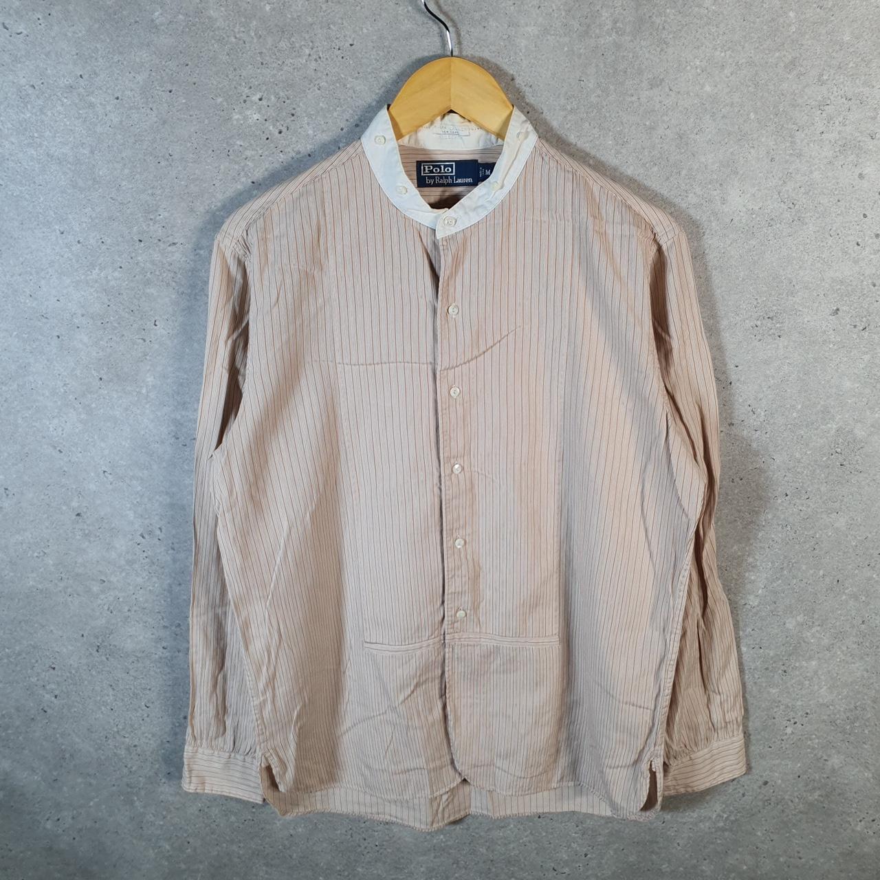 Vintage Ralph Lauren Button Down Shirt Men’s M Brown Striped Classic Fit Cotton