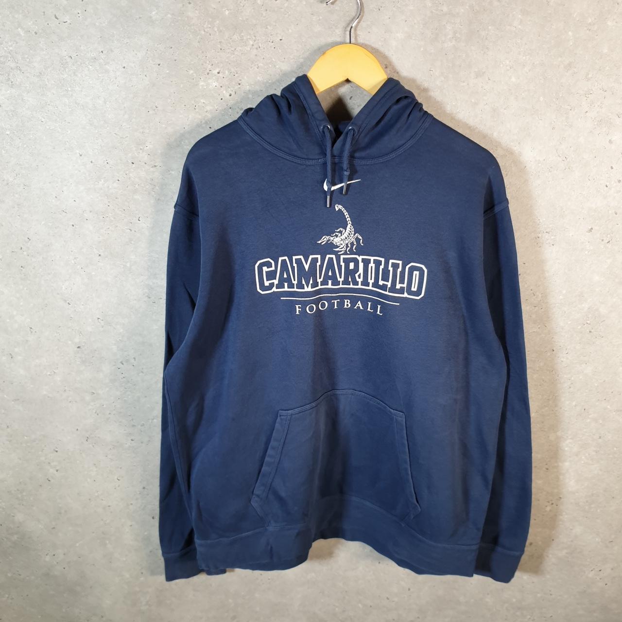 Vintage Nike Centre Swoosh Camarillo Football Hoodie Men’s Large Navy Blue Swoosh