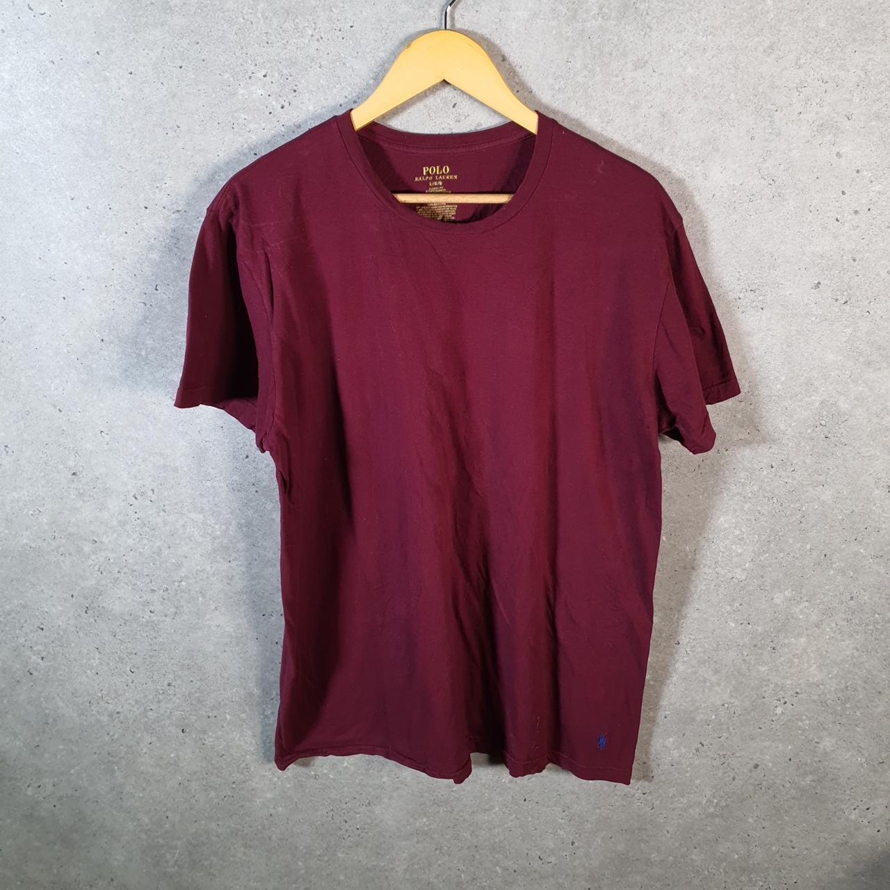 Vintage Ralph Lauren Polo T Shirt Men’s Large Burgundy Embroidered Pony Classic Fit C9142