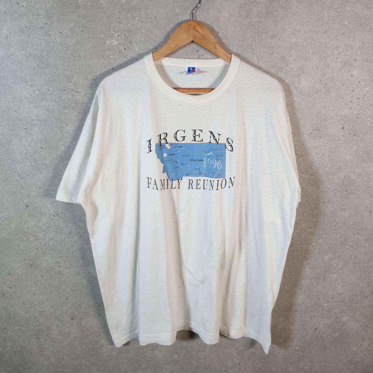 Vintage Russell Athletic Irgens Montana 1996 USA Single Stitch T Shirt Men’s XL White C7780
