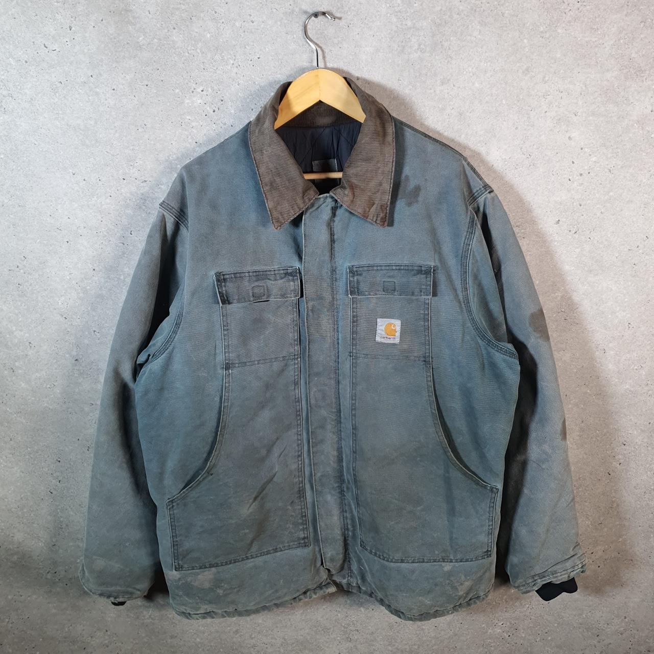 Vintage Carhartt Barn Chore Work Detroit Jacket Men’s Large Blue Workwear Canvas USA G1962