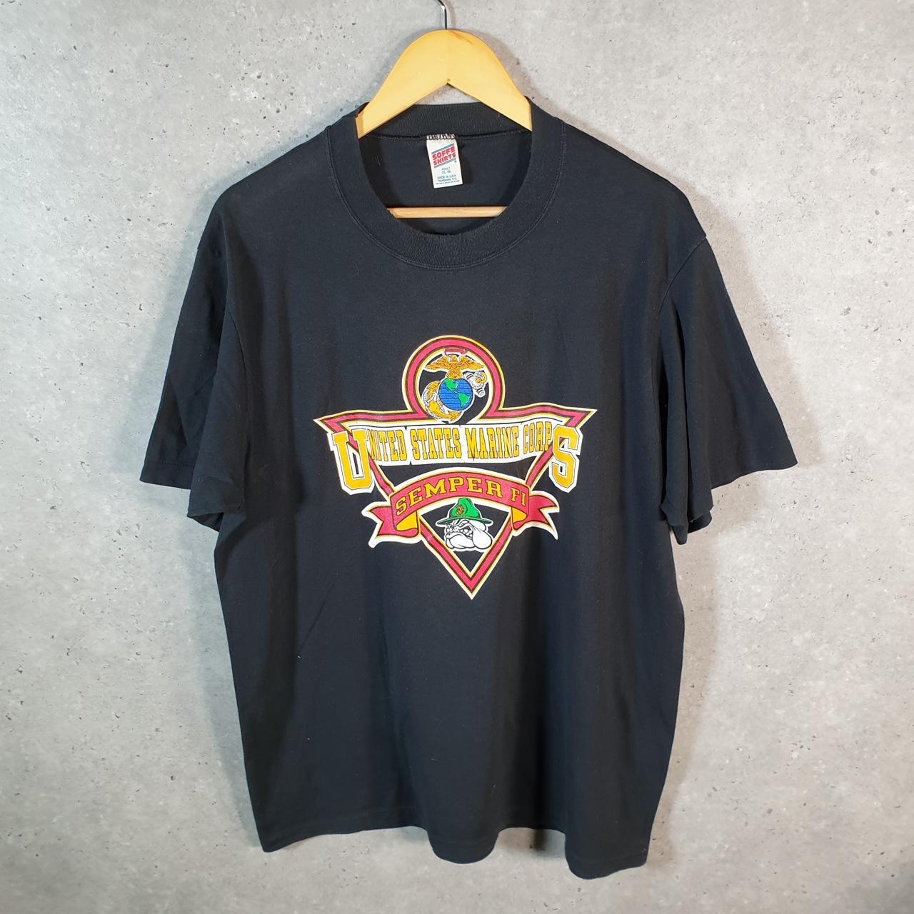 Vintage Soffes Marine Corps Semper Fi 90s USA Single Stitch T Shirt Men’s XL Black