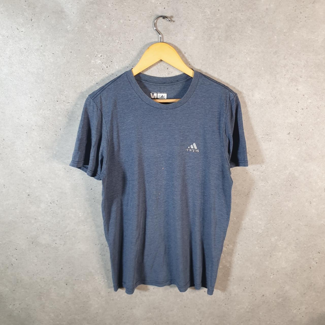 Vintage Adidas Spellout T Shirt Men’s Medium Blue Three Stripes Athletic
