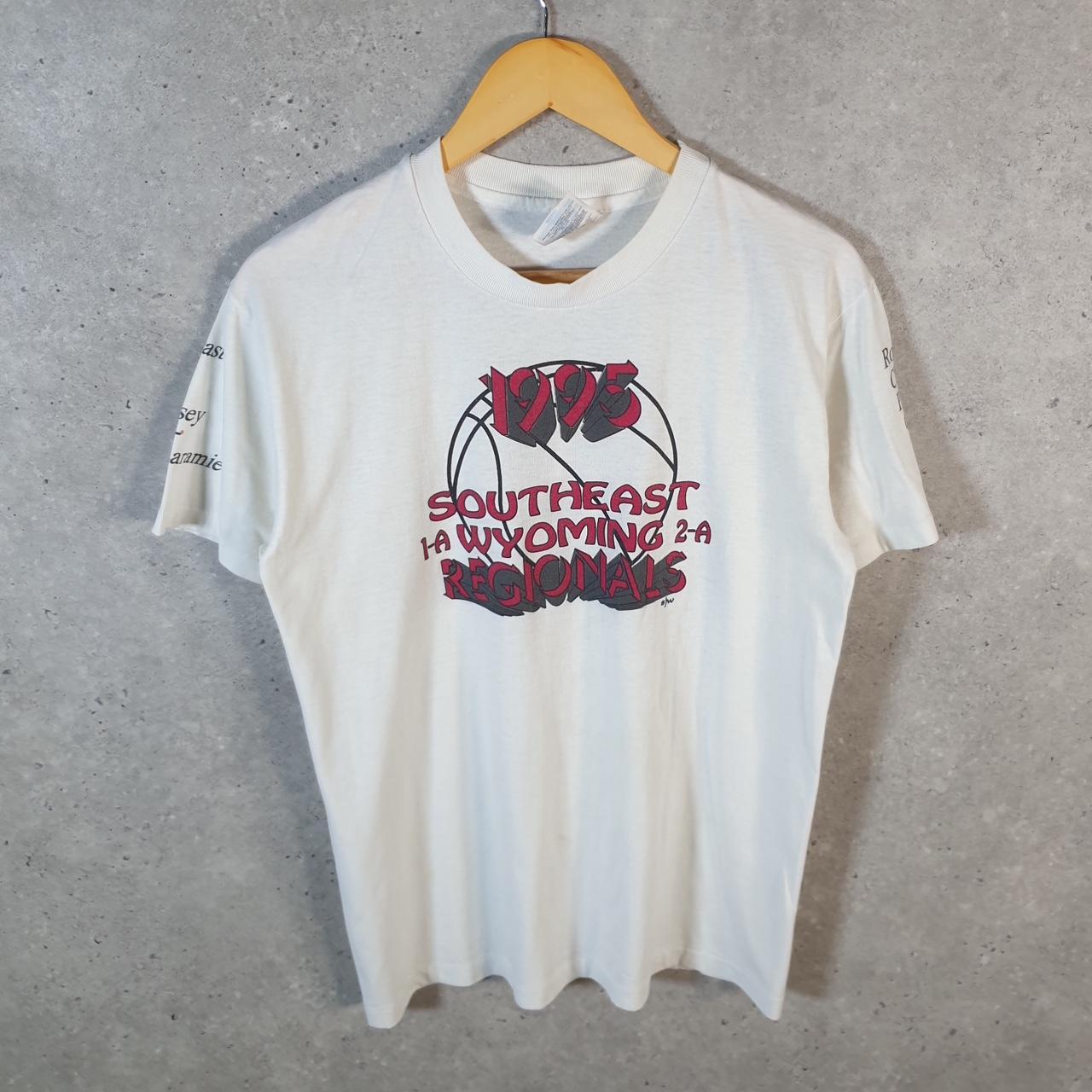 Vintage Hanes 1995 Wyoming USA Single Stitch T Shirt Men’s Medium White