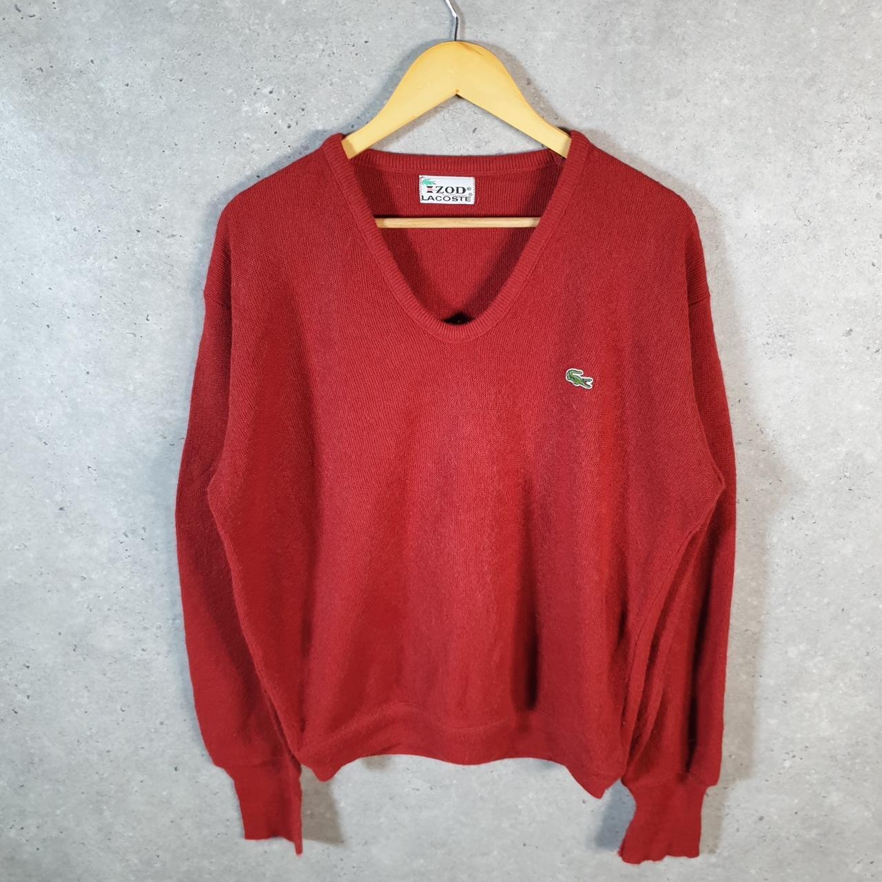 Vintage Izod Lacoste 90s USA Sweatshirt Men’s Medium Red Pullover Logo Y2K Jumper