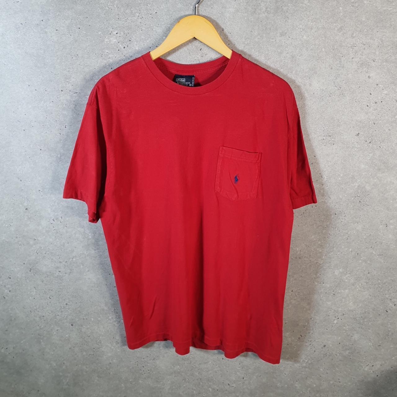 Vintage Ralph Lauren Polo T Shirt Men’s Medium Red Embroidered Pony Custom Slim Fit C9083
