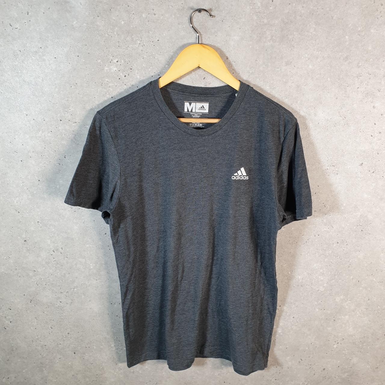 Vintage Adidas Spellout T Shirt Men’s Medium Grey Three Stripes Logo Athletic