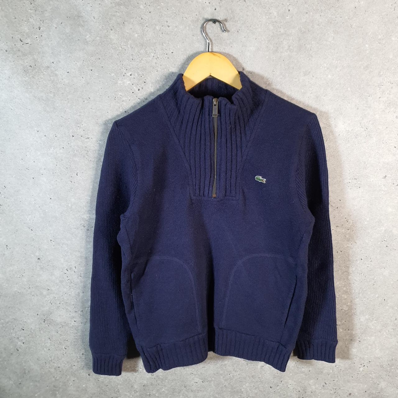 Vintage Lacoste 1/4 Zip Sweatshirt Men’s XS Navy Blue Slim Fit Pullover Y2K Jumper