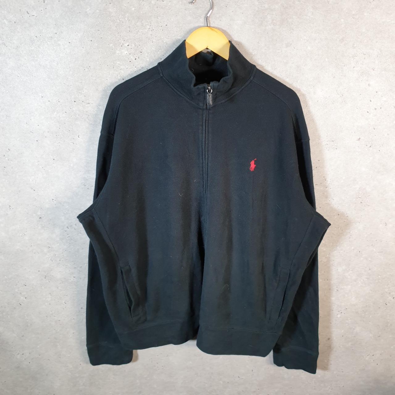 Vintage Ralph Lauren Polo 1/4 Zip Sweatshirt Men’s XL Black Cotton Pullover Pony
