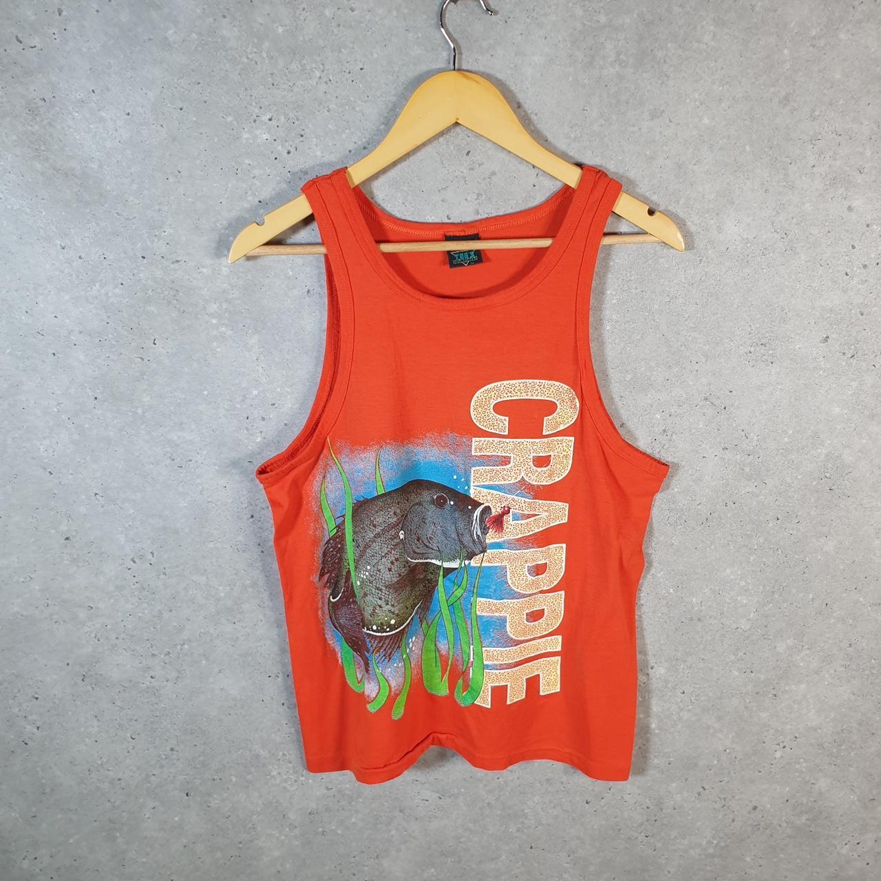 Vintage Tees Unlimited Crappie Fish 90s USA Single Stitch Vest Men’s Medium Orange