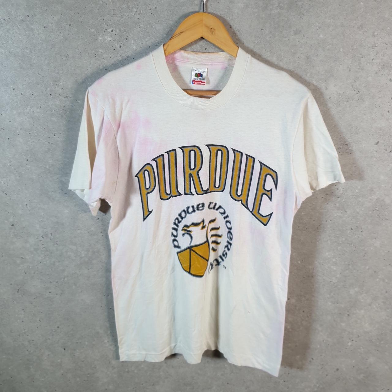 Vintage Fruit of the Loom Purdue University 90s USA Single Stitch T Shirt Men’s Medium Pink C8399