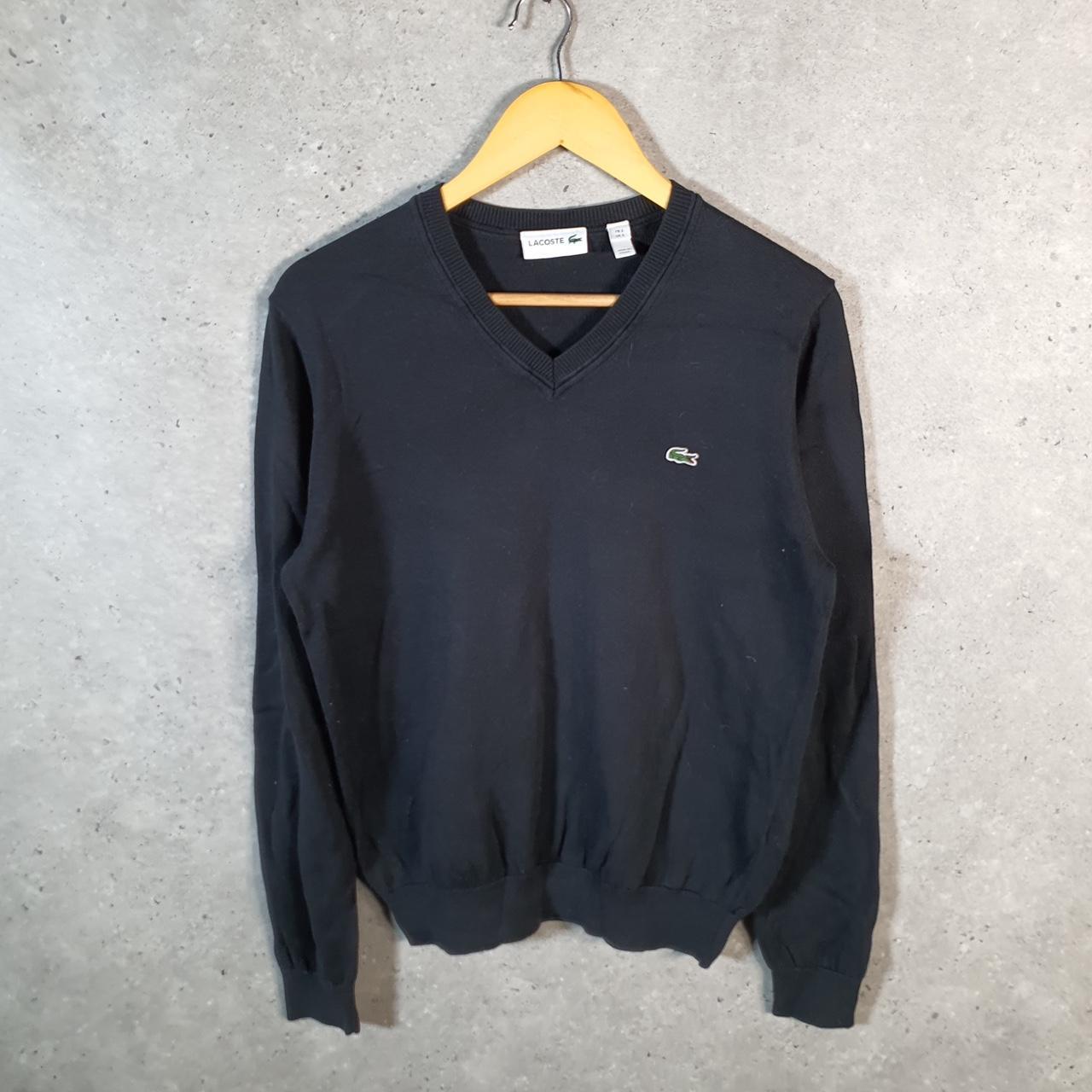 Vintage Lacoste Sweatshirt Men’s Small Black Pullover Logo Y2K Jumper Logo Casual