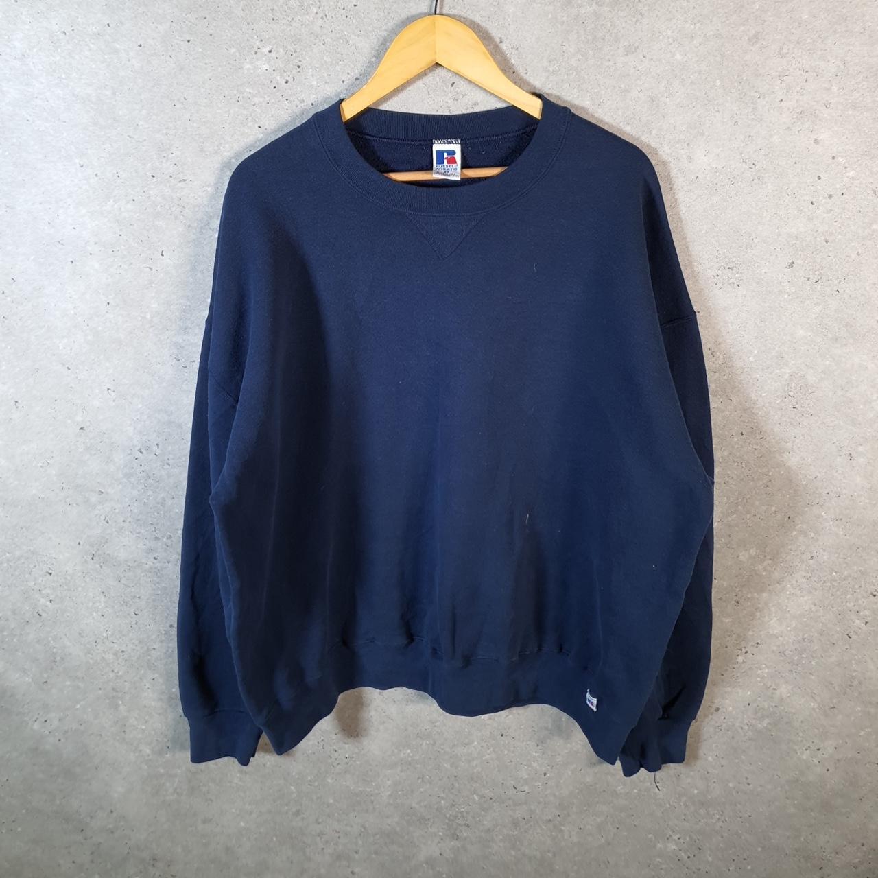 Vintage Russell Athletic USA Blank Sweatshirt Men’s 2XL Navy Blue Pullover Baggy