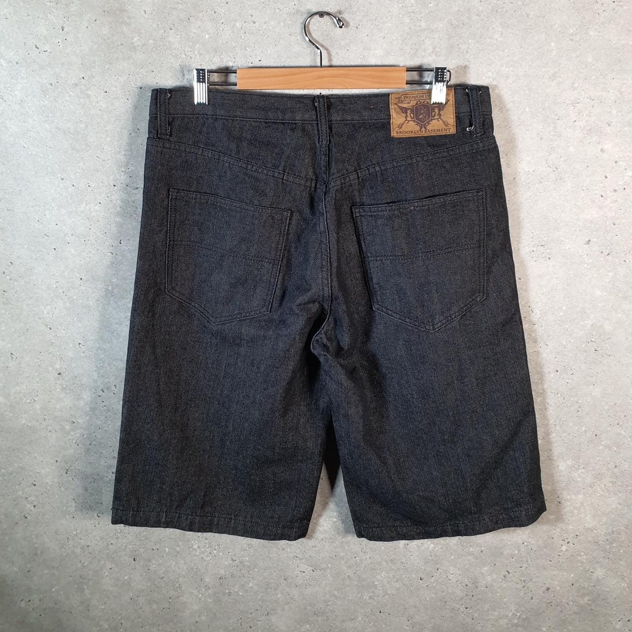 Vintage Brooklyn Basement Baggy Y2K Hip Hop Jeans Shorts Jorts Mens W38 Grey Denim USA A4469