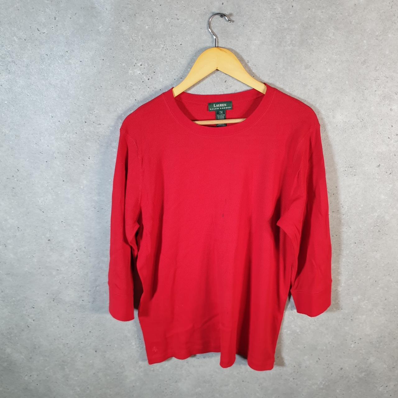 Vintage Ralph Lauren Polo Knit Sweater Womens 2XL Red Cotton Pullover