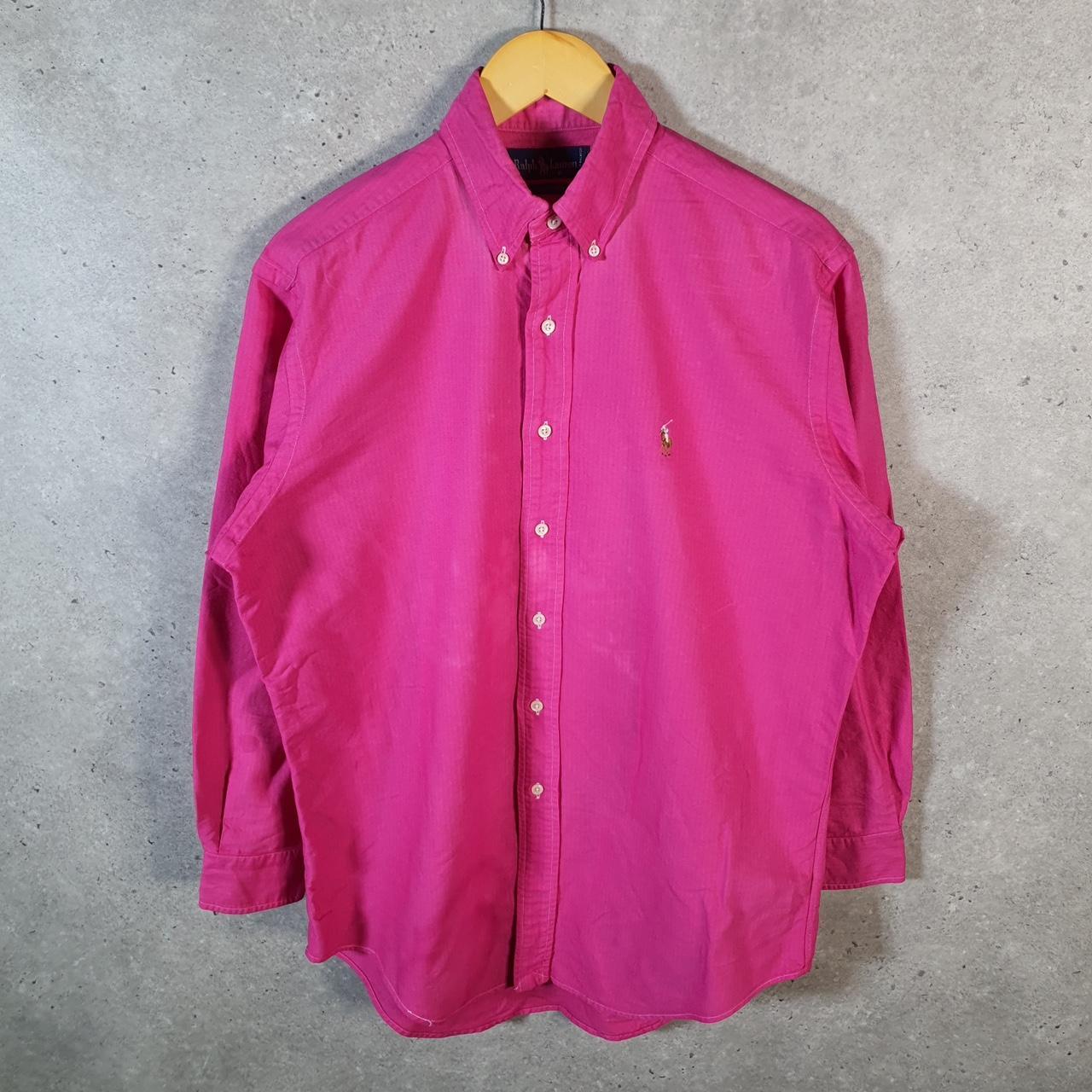 Vintage Ralph Lauren Button Down Shirt Men’s Large Pink Custom Fit Cotton Pony