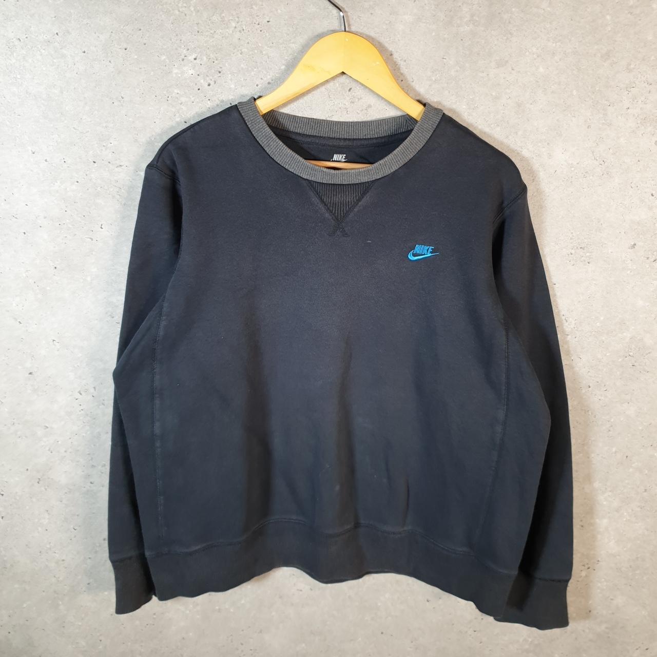 Vintage Nike Club Embroidered Sweatshirt Men’s Large Black Swoosh Y2K Pullover Logo