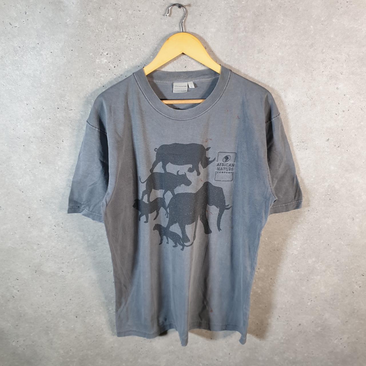 african Nature Company Rhino Animals T Shirt Mens Small Grey USA