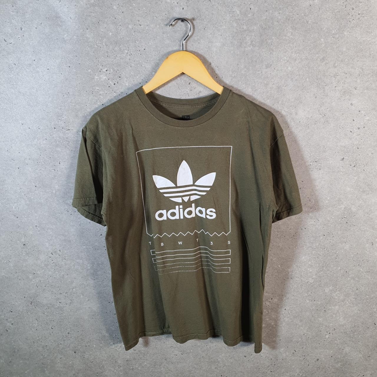 Vintage Adidas Trefoil Retro T Shirt Shirt Men’s Medium Khaki Green Logo  Athletic