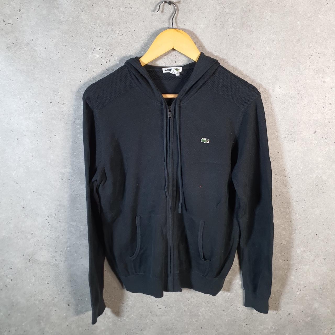 Vintage Lacoste Hoodie Men’s XS Black Full Zip Logo Y2K Jumper Logo Casual