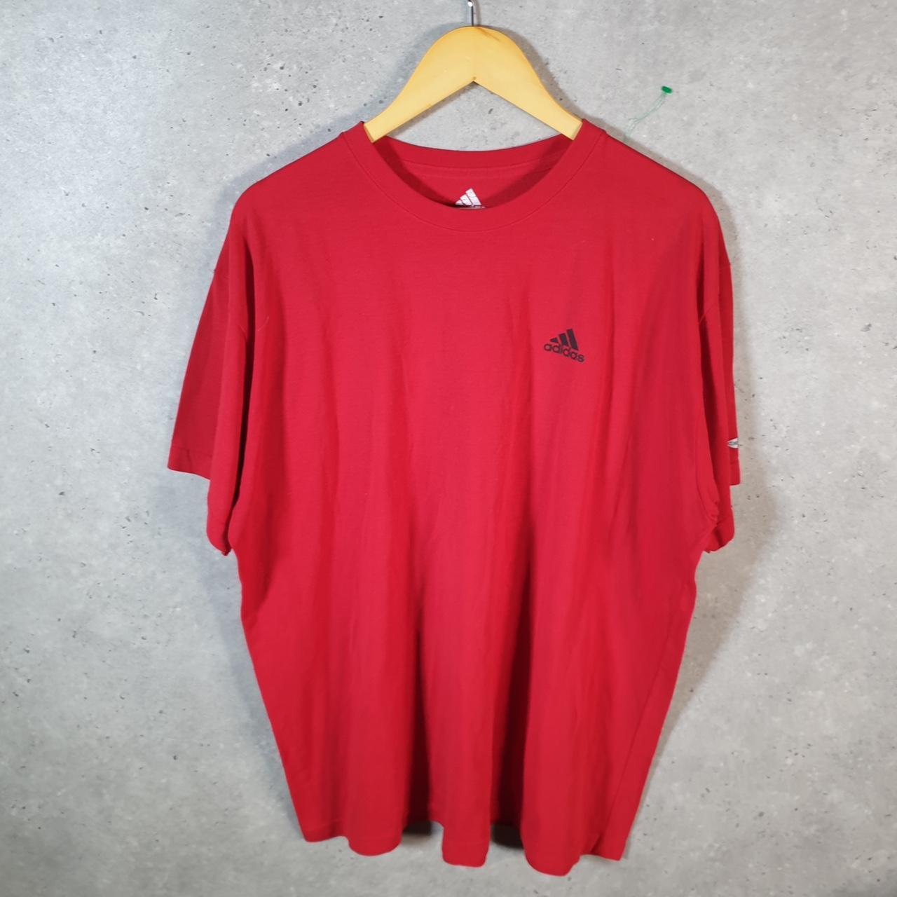 Vintage Adidas Spellout T Shirt Men’s 2XL Red Three Stripes Logo Athletic