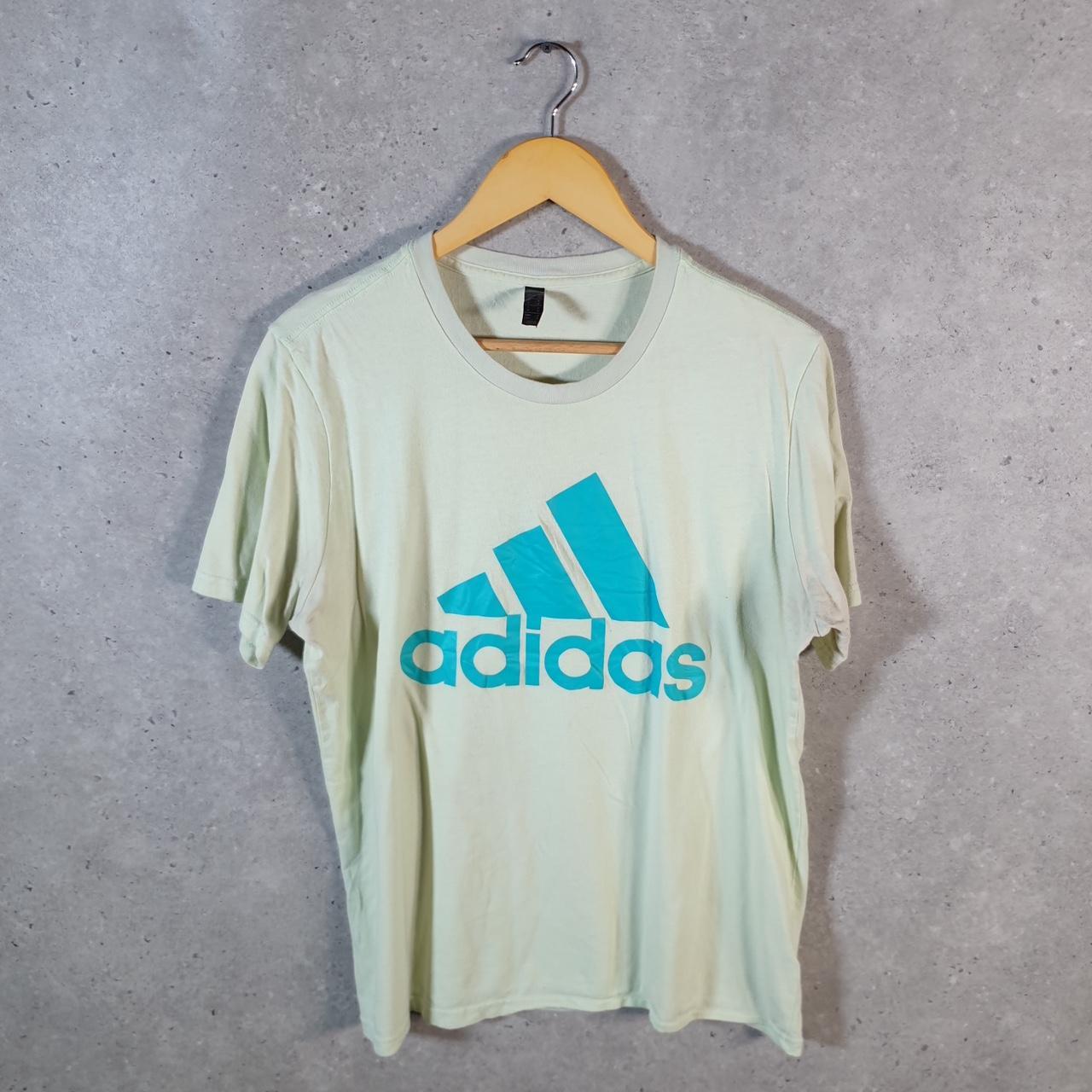 Vintage Adidas Spellout T Shirt Men’s Medium Green Three Stripes Athletic