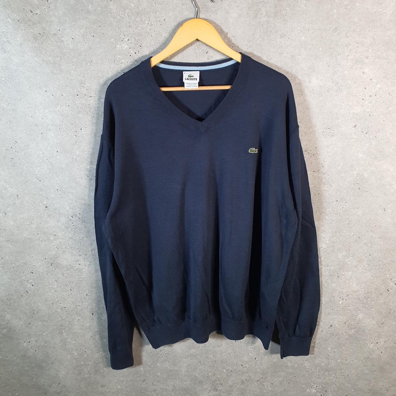 Vintage Lacoste Sweatshirt Men’s XL Navy Blue Pullover Logo Y2K Jumper Logo Casual