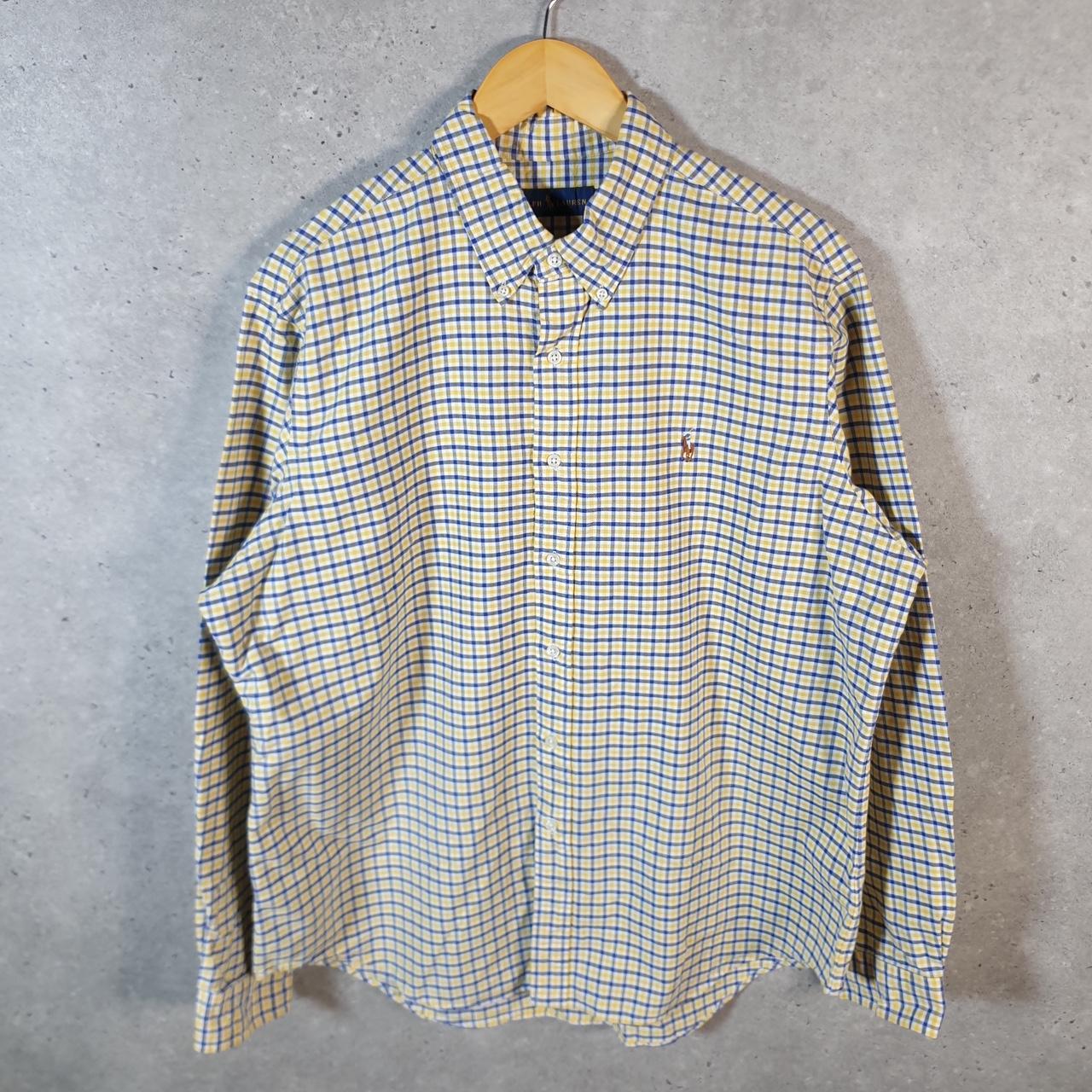 Vintage Ralph Lauren Button Down Shirt Men’s XL Yellow Custom Fit Cotton Pony