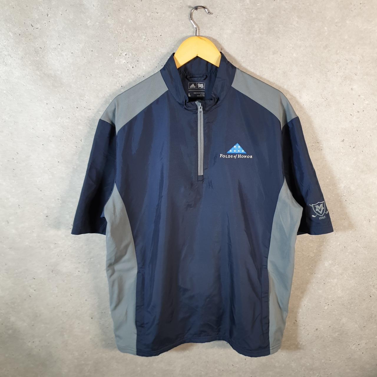 Adidas Short Sleeve Golf Track Jacket Mens Large Blue Folds Of Honour Athletic Full Zip