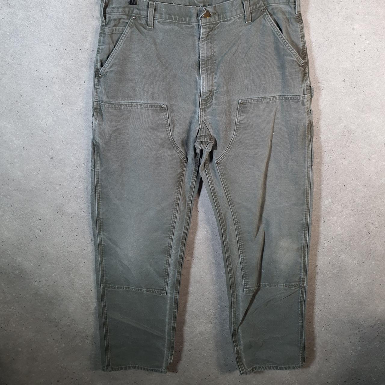 Vintage Carhartt Double Knee Carpenter Trousers Mens W38 L34 Khaki Green Dungaree Fit