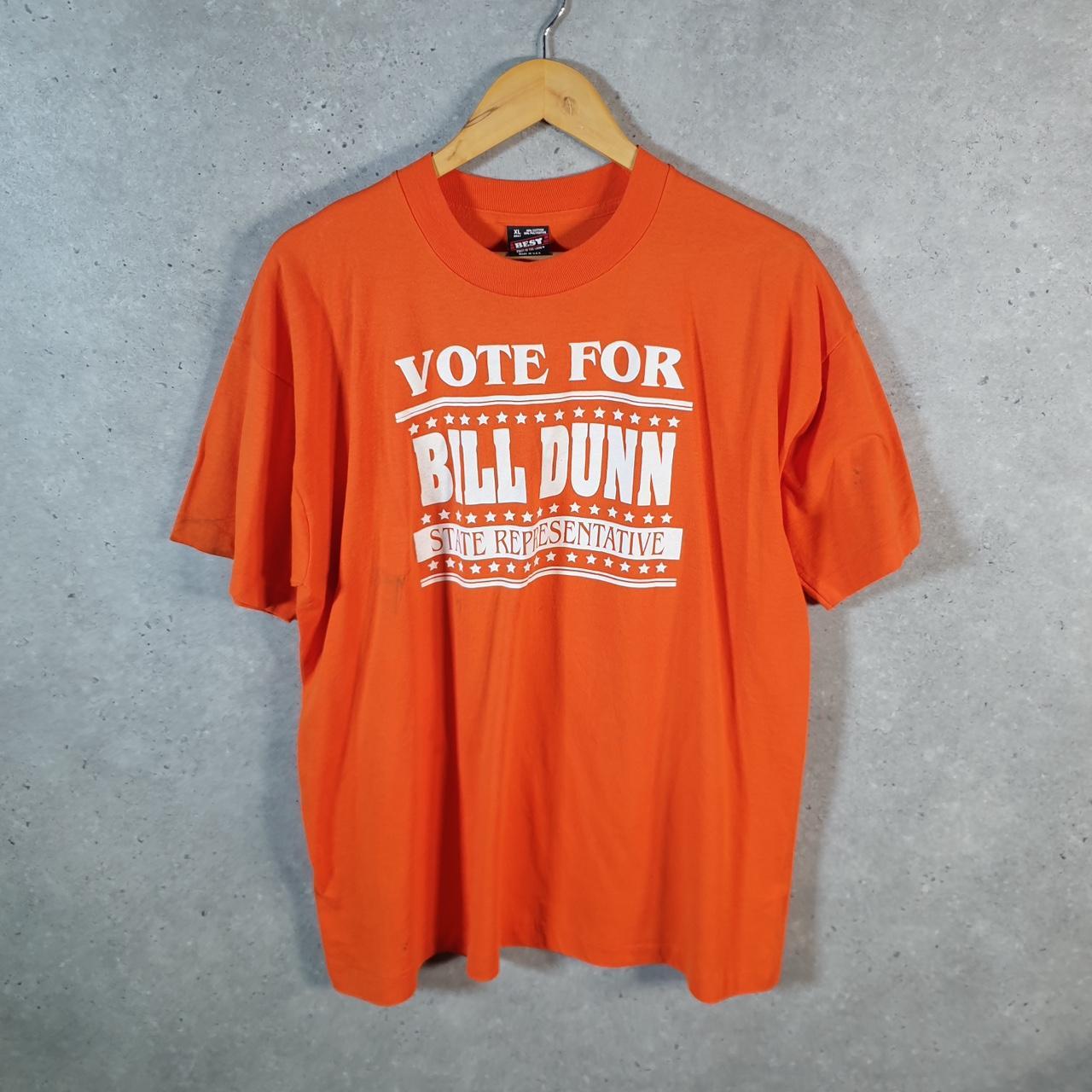 Vintage Fruit of the Loom Bill Dunn State Representative 90s USA Single Stitch T Shirt Men’s XL Orange C8387