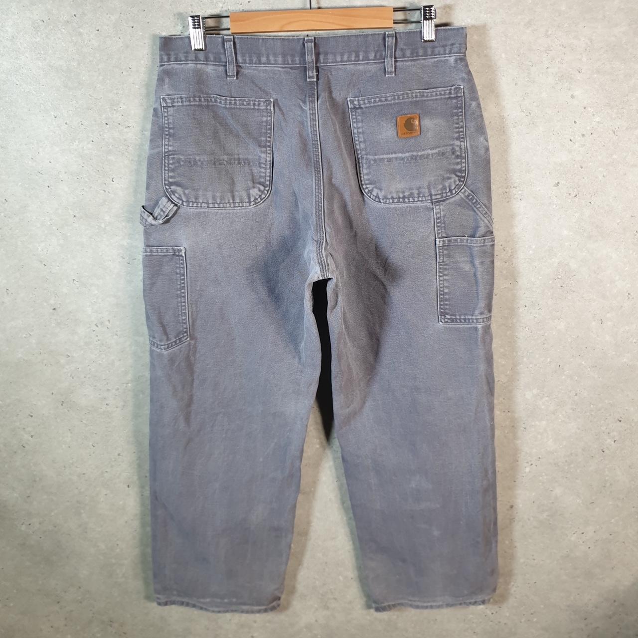 Vintage Carhartt Carpenter Trousers Mens W36 L28 Grey Dungaree Fit Workwear Thrashed