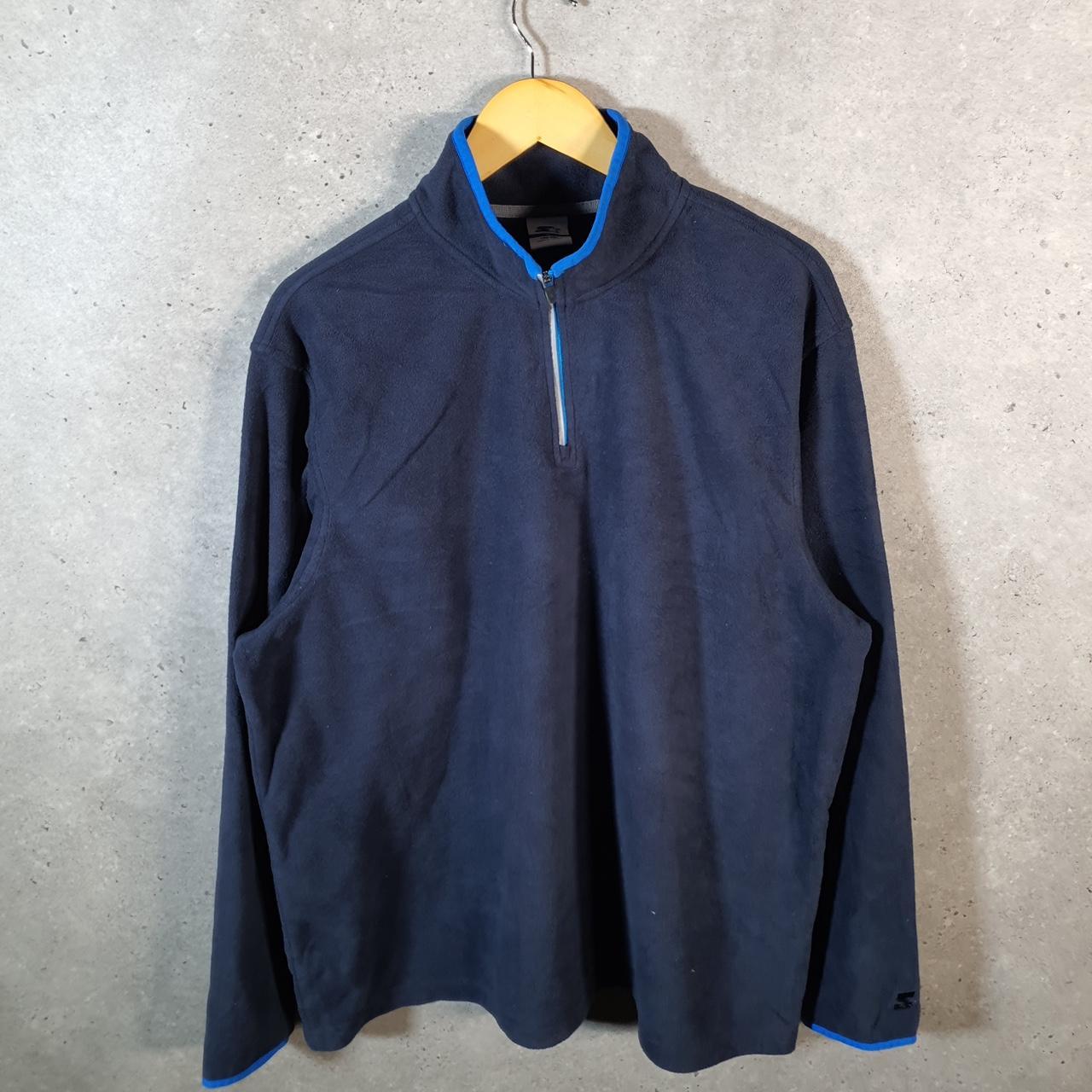 Vintage Starter 1/4 Zip Pullover Fleece Sweatshirt Mens XL Navy Blue Logo Winter