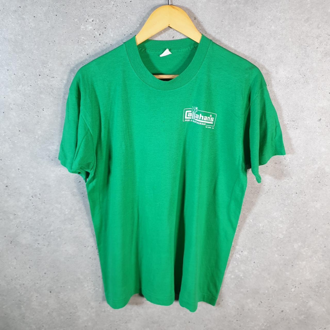 Vintage Callahans Pub San Diego California Graphic USA 90s Single Stitch T Shirt Men’s Medium Green C8803
