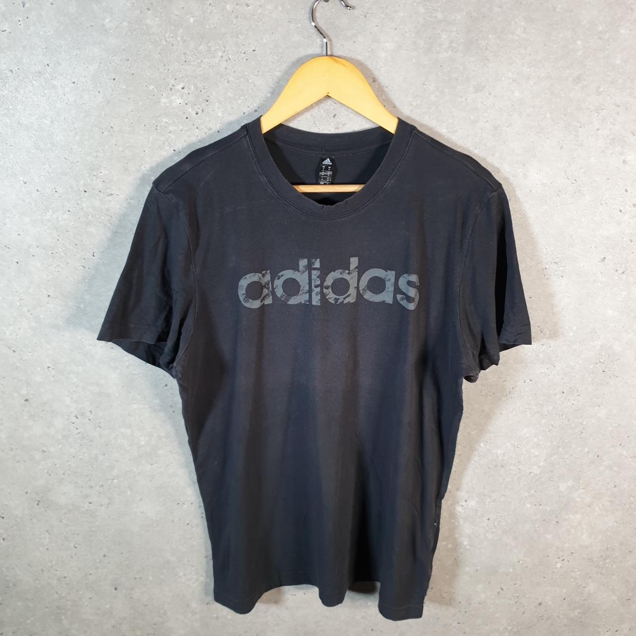Vintage Adidas Spellout T Shirt Men’s Medium Black Three Stripes Logo Athletic