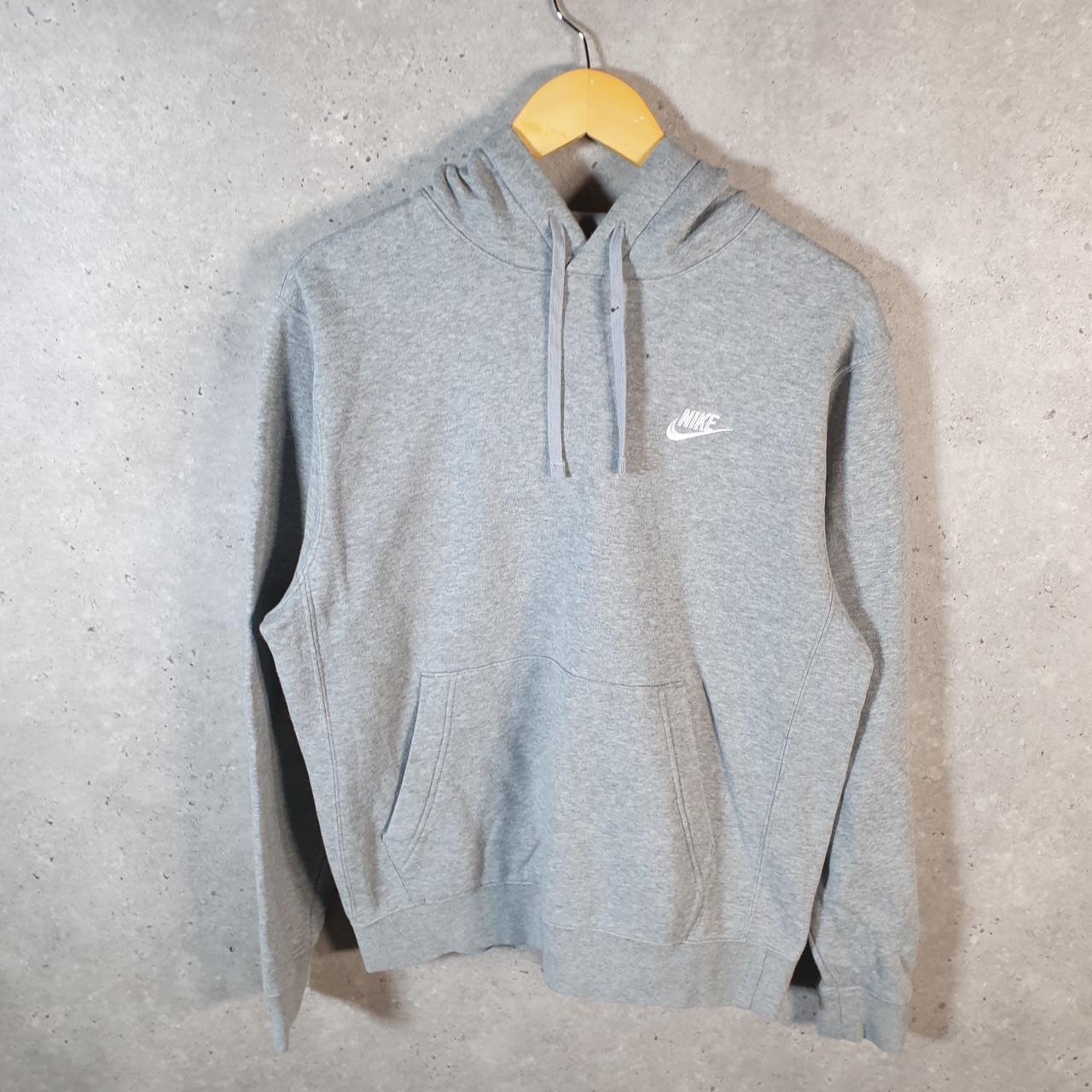 Vintage Nike Club Embroidered Hoodie Men’s Small Grey Swoosh Y2K Pullover Logo