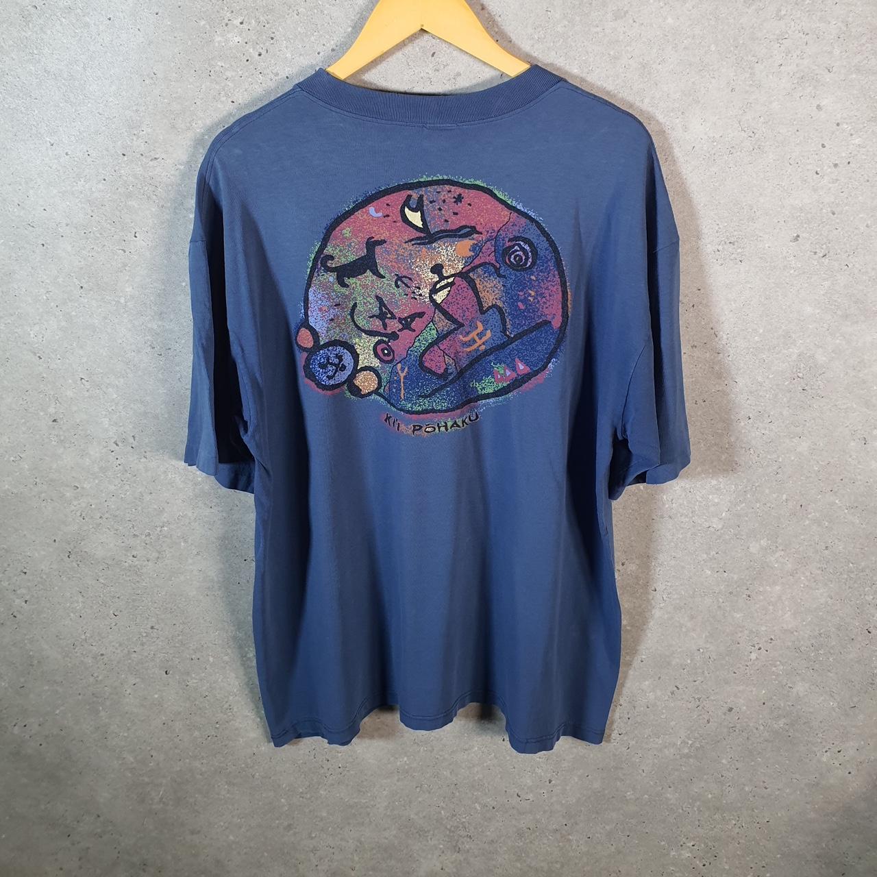 Vintage Crazy Shirts Hawaii Pohaku 90s Graphic USA Single Stitch T Shirt Men’s XL Blue C9644