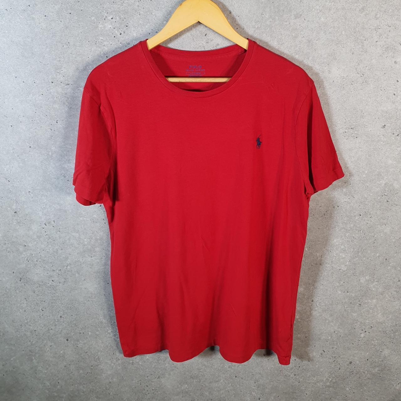 Vintage Ralph Lauren Polo T Shirt Men’s Large Red Embroidered Pony Custom Slim Fit C9093