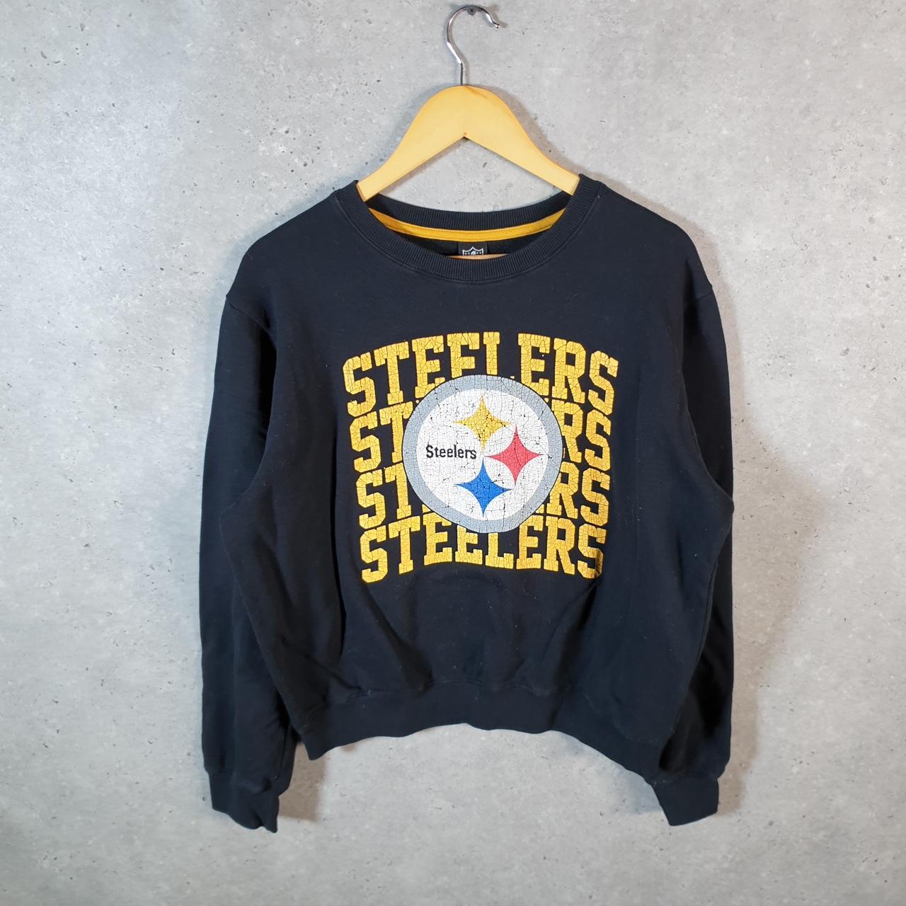 Vintage NFL Pittsburgh Steelers Sweatshirt Womens Large Black USA Pro Sport American Football