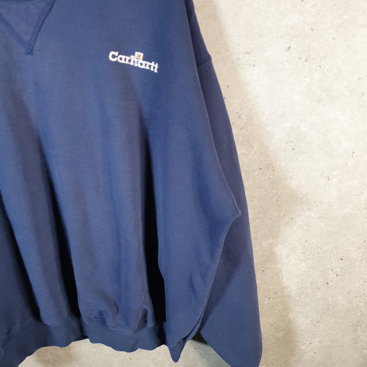 Vintage Carhartt Heavyweight Sweatshirt Men’s 2XL Navy Blue Pullover Blank USA Loose Fit