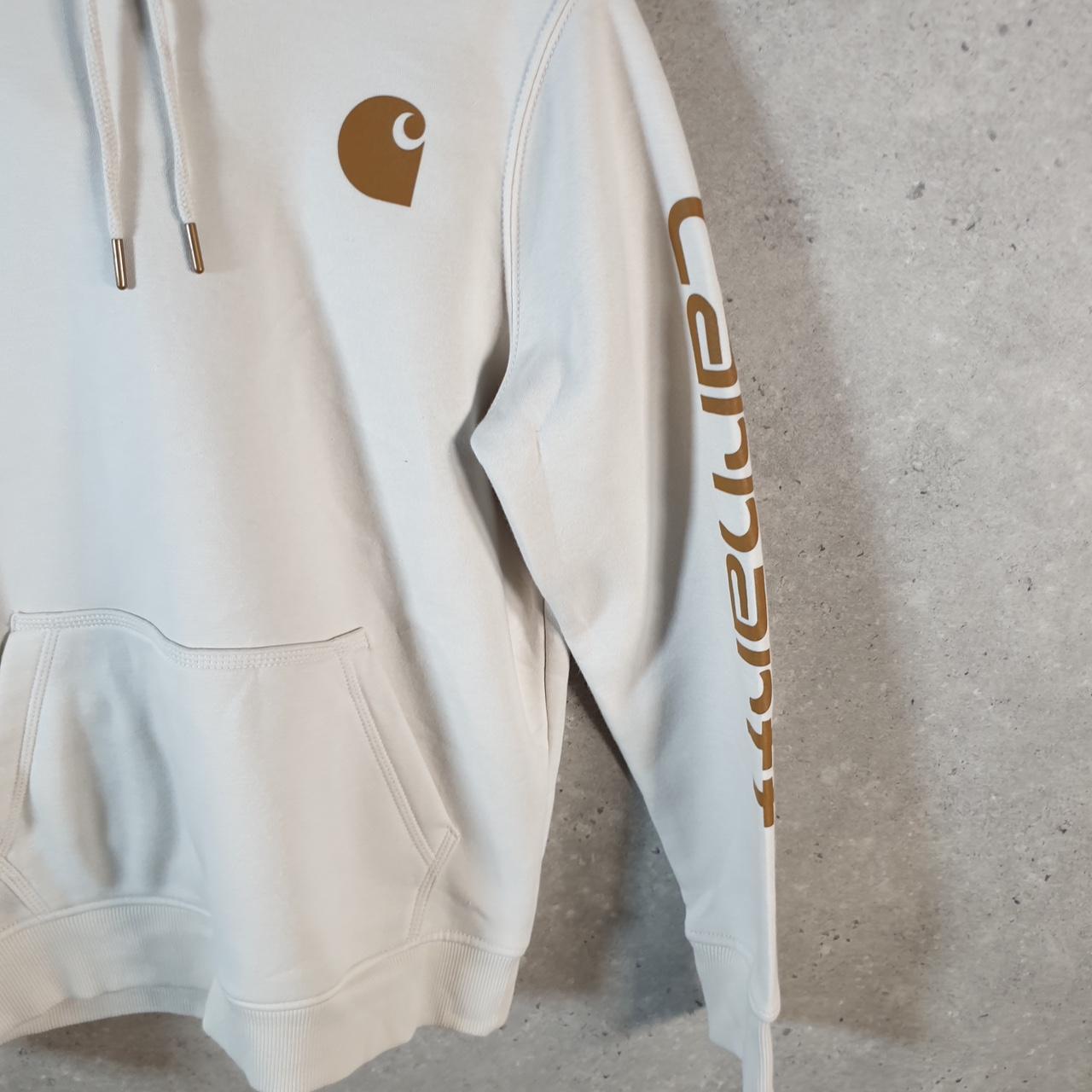 Vintage Carhartt Hoodie Womens Small White Pullover Blank USA Relaxed Fit