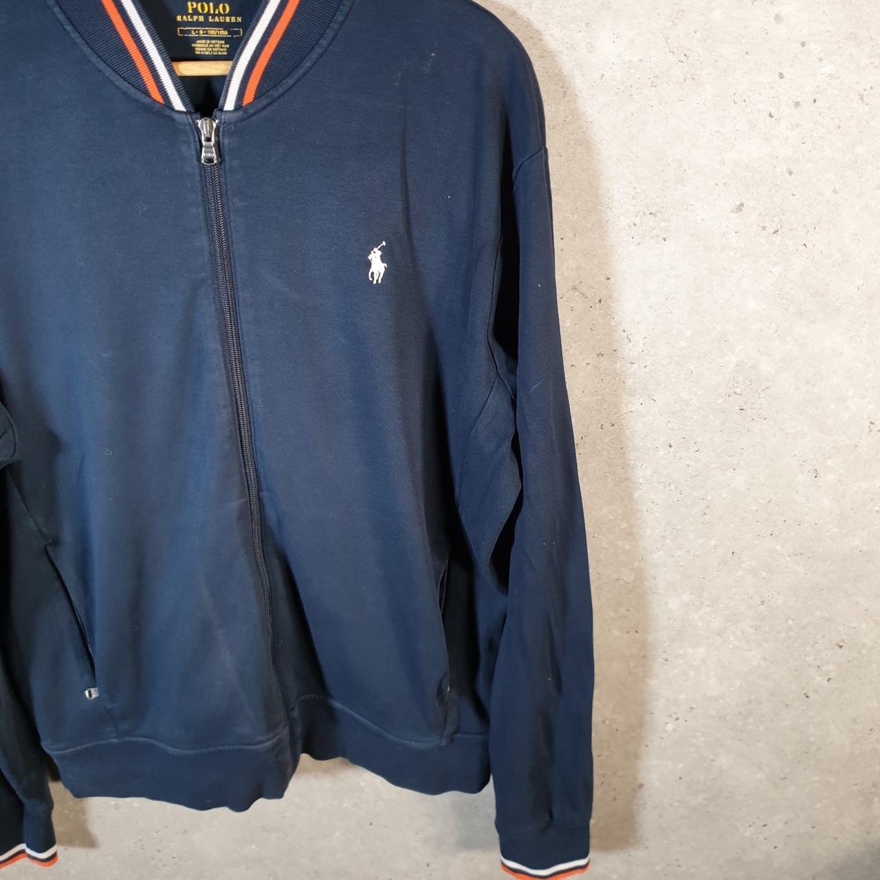 Vintage Ralph Lauren Polo Sweatshirt Men’s Large Navy Blue Cotton Full Zip Pony