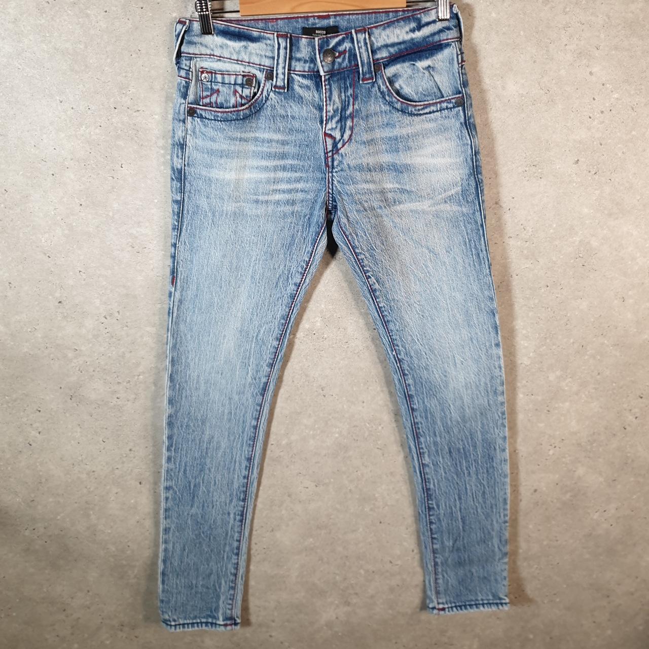 Vintage True Religion Rocco Big T Skinny Bootcut Y2K Hip Hop Jeans Womens W28 Blue Denim USA Big Fish Vintage