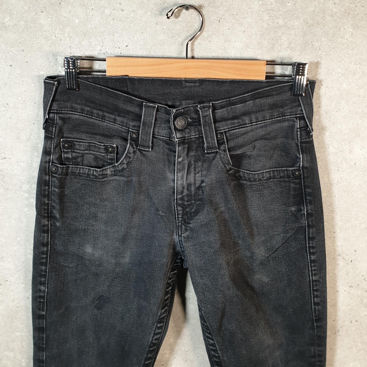 Vintage True Religion Slim No Flap Y2K Hip Hop Jeans Womens W29 Black Denim USA Big Fish Vintage