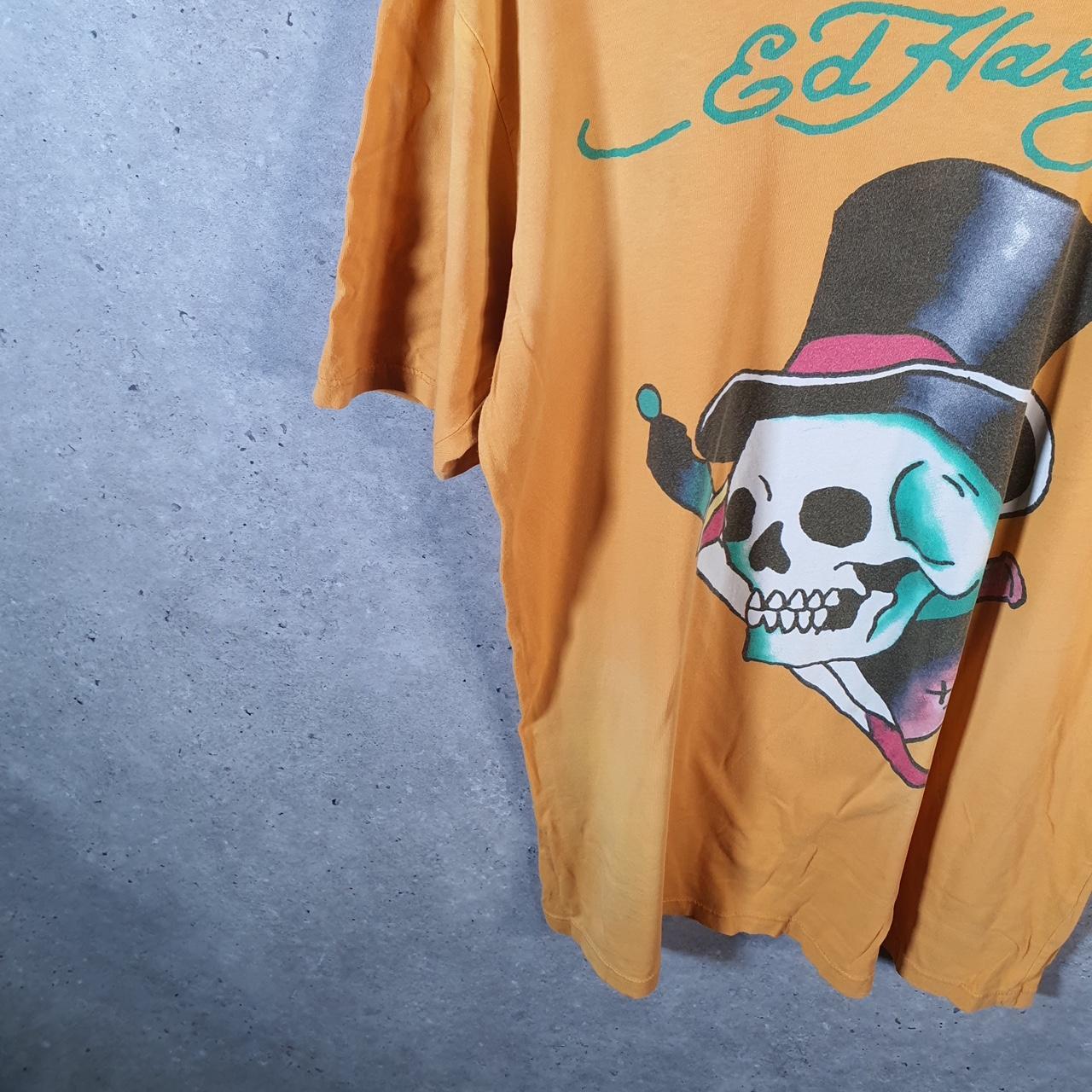Vintage Ed Hardy T Shirt Men’s Large Yellow Christian Audigier Love Heart Graphic Skull Y2K