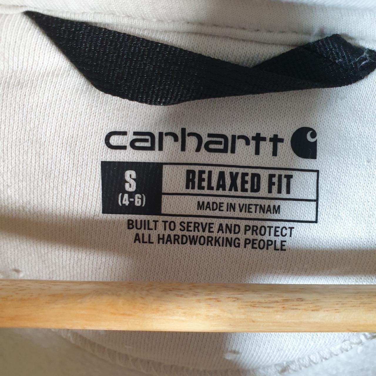 Vintage Carhartt Hoodie Womens Small White Pullover Blank USA Relaxed Fit