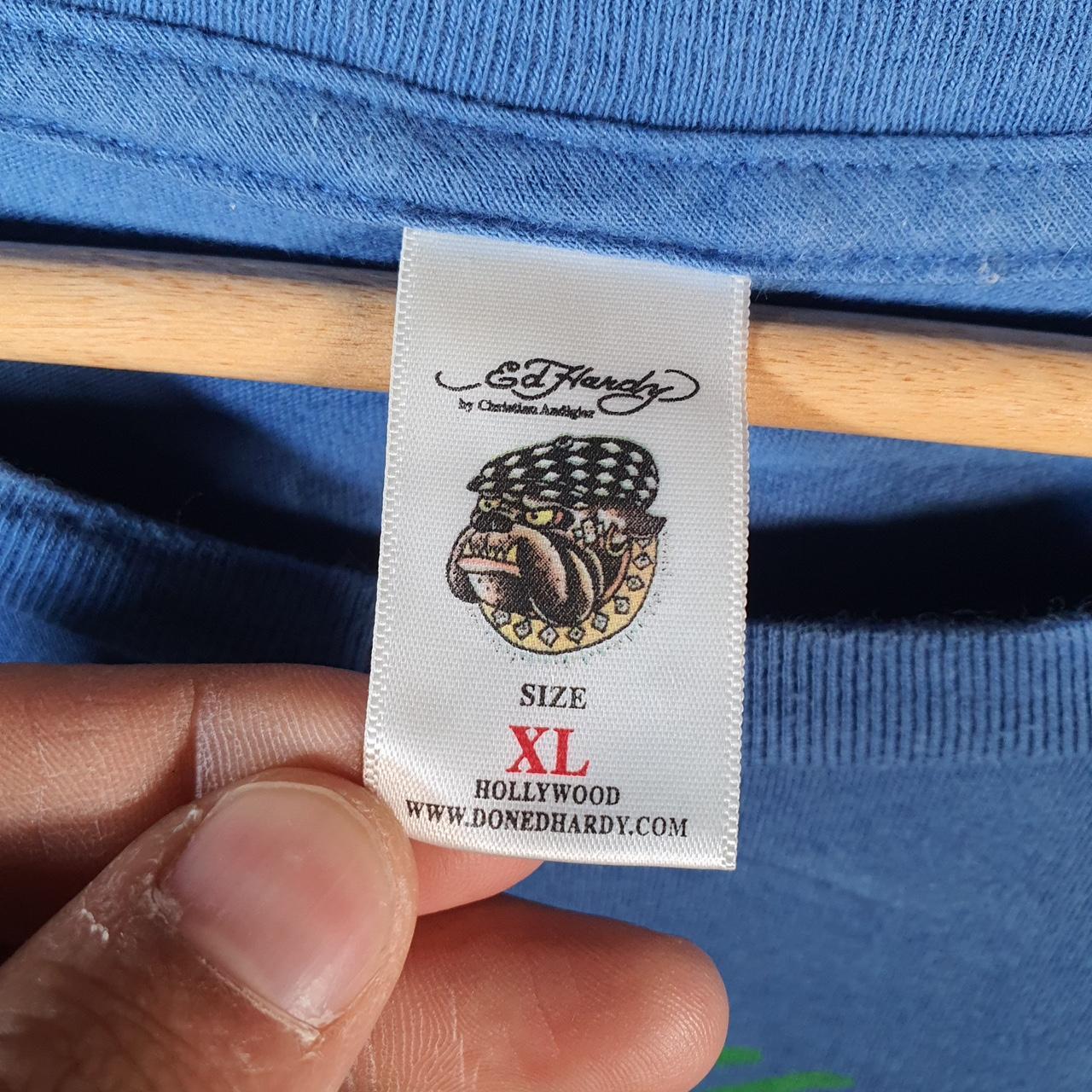 Vintage Ed Hardy T Shirt Men’s XL Blue Christian Audigier Love Heart Graphic Skull Y2K