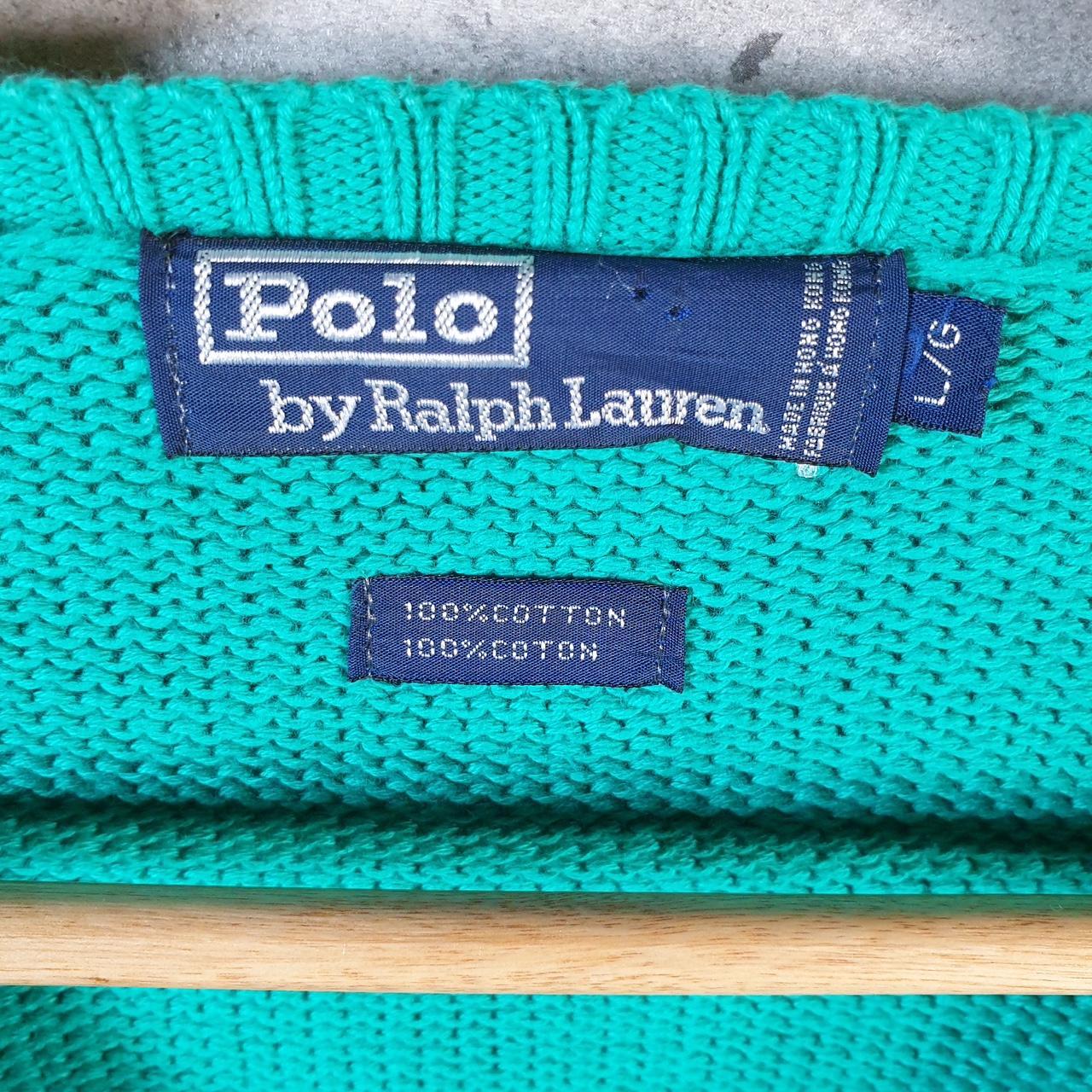 Vintage Ralph Lauren Polo Knit Sweatshirt Men’s Large Blue Cotton Pullover Pony